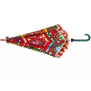 Rajasthani Vintage Cotton Parasol Indian Hand Embroidered Umbrella