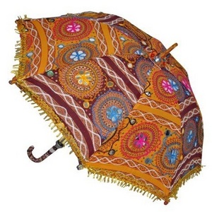 Folding Summer Rajasthani Umbrella Cotton Sequins Umbrella