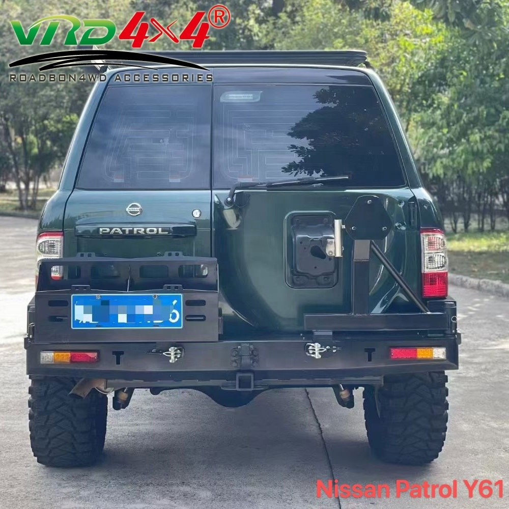 With Spare Tyre Holders and Jerry Can Holders Y61 Rear Bumper with Light FOR SALE for Nissan Patrol Y61 Y62 Y63