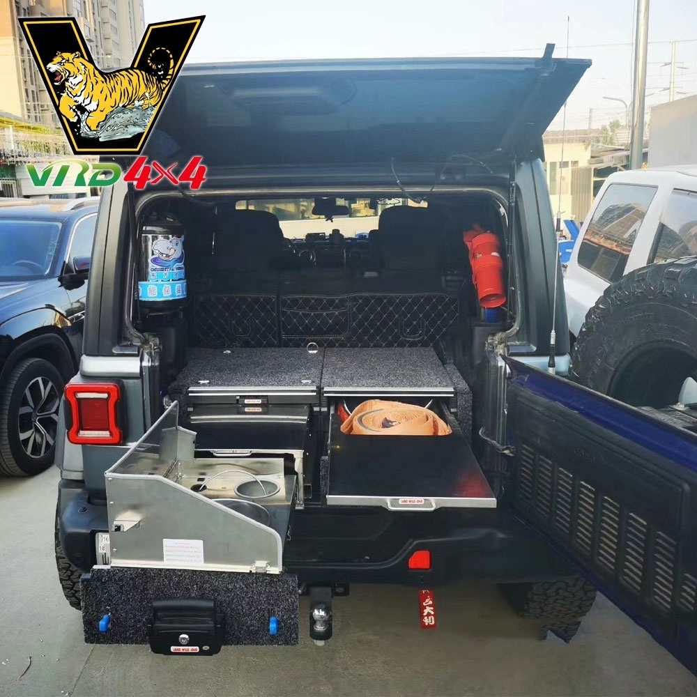 VRD4X4 Drawer System Overland Accessories Back Camping Storage Drawer JL Roller Drawer With Kitchen for Wrangler Jeep