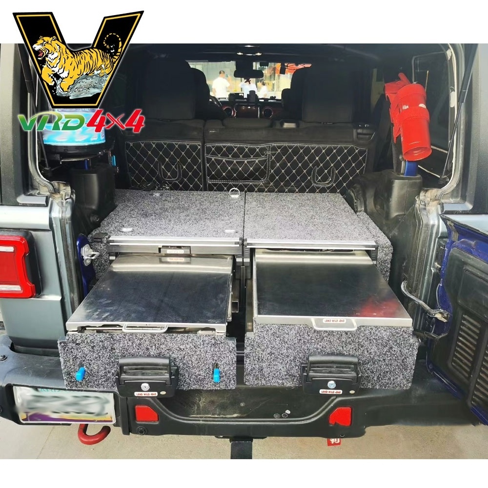 VRD4X4 Drawer System Overland Accessories Back Camping Storage Drawer JL Roller Drawer With Kitchen for Wrangler Jeep