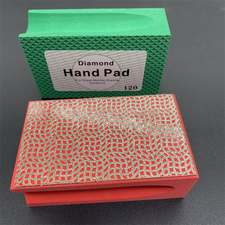 90x55mm Whole set Electroplated diamond hand pad foam backed hand polishing pads for granite marble