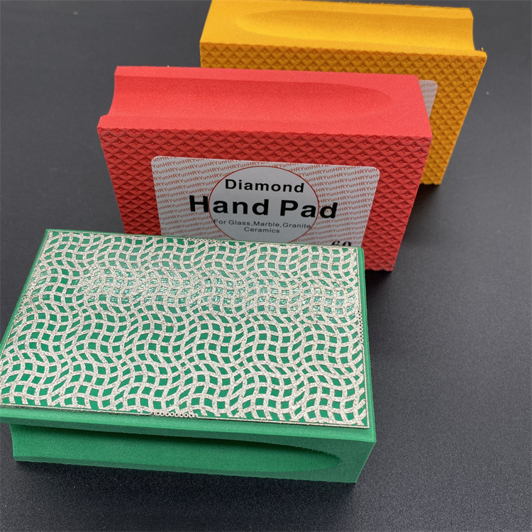 90x55mm Whole set Electroplated diamond hand pad foam backed hand polishing pads for granite marble