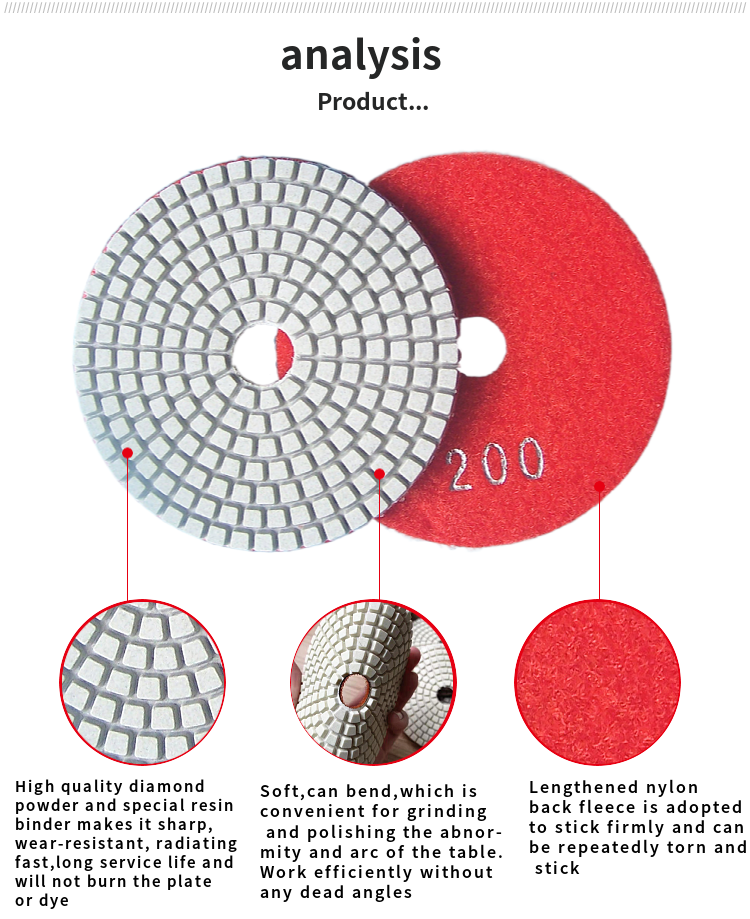 Granite Grinding Tools Flexible Diamond Sanding Disc Wet Polishing Pads