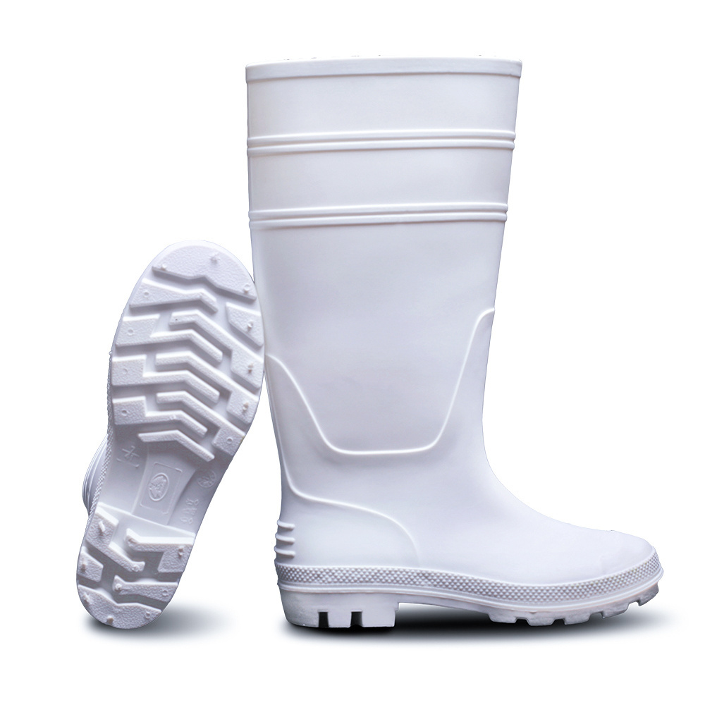 Waterproof White Yellow Unisex Mens Custom Made Man Work Steel Toe Safety Rubber Gum Pvc Rain Boots