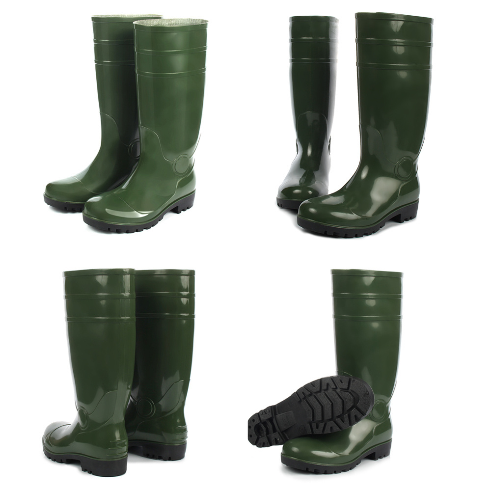 unisex oil chemical Acid Resistant waterproof Men Plastic steel toes cap Garden PVC rubber gum rain boots