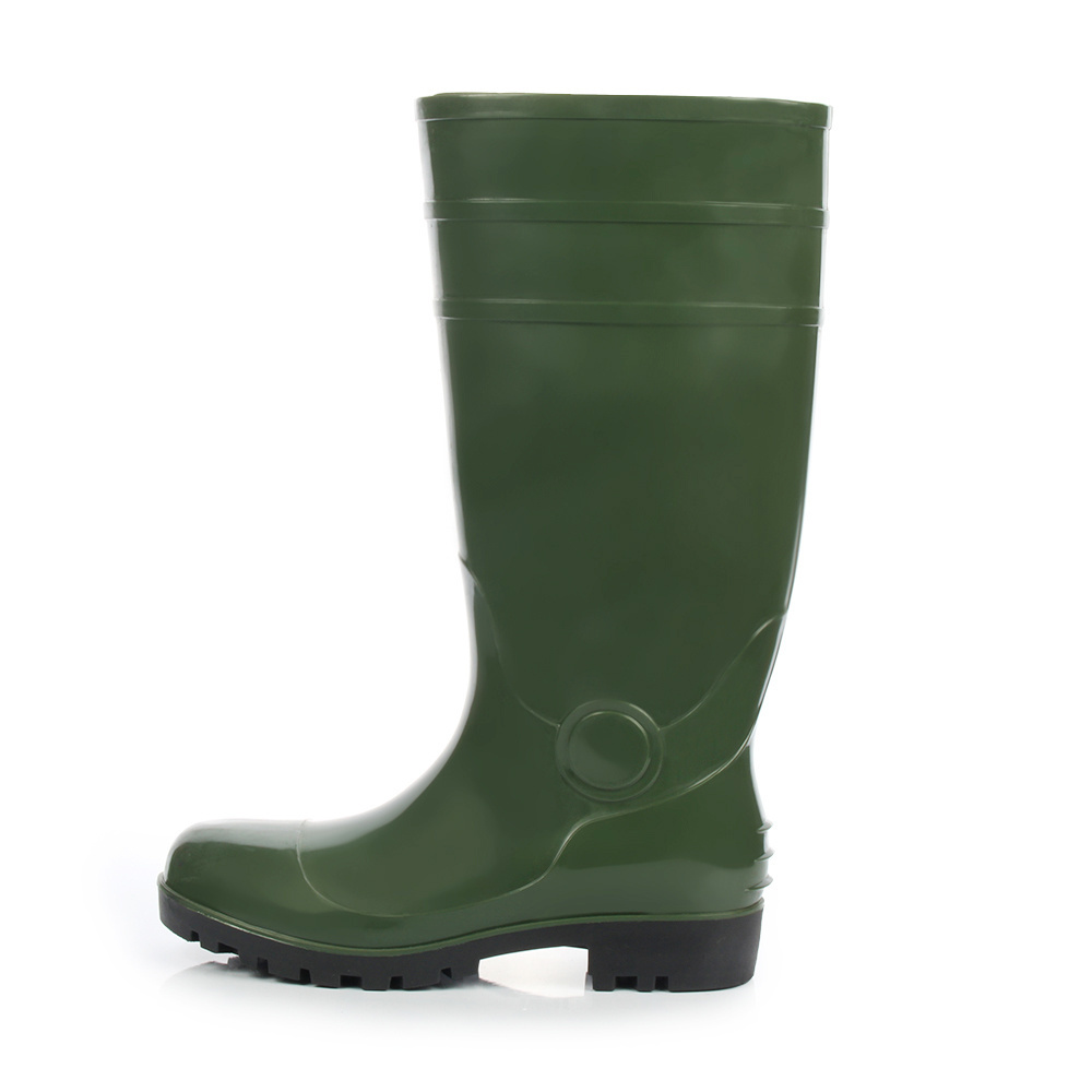 unisex oil chemical Acid Resistant waterproof Men Plastic steel toes cap Garden PVC rubber gum rain boots