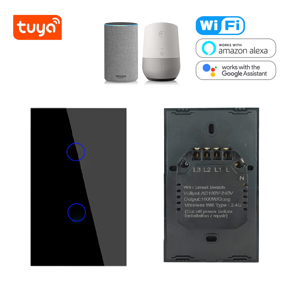 US 1/2/3/4 Gang Tuya Smart Switch Light Alexa Voice Control Touch Glass Wall Wireless WiFi Electrical Switch with google home