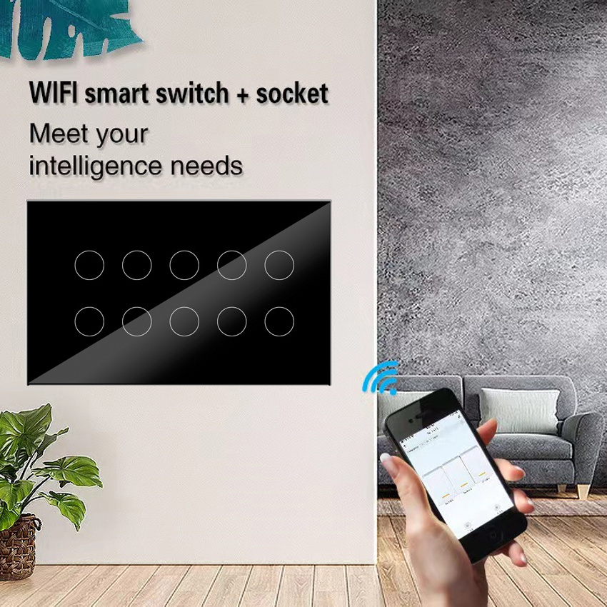 Zigbee 4-5-6-8-10Gang/2Way Smart Touch Light Switch Smart Tuya Wifi Switches Work Alexa Google Home wall switch