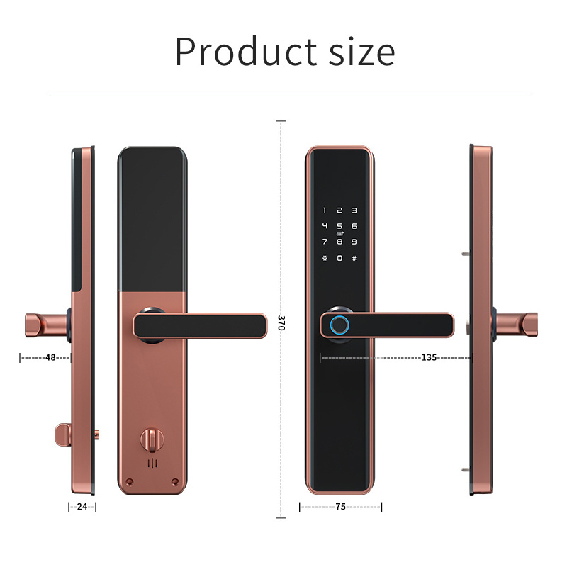 Custom waterproof biometric lock Fingerprint door handle Digital keyless Tuya Wifi App smart door lock