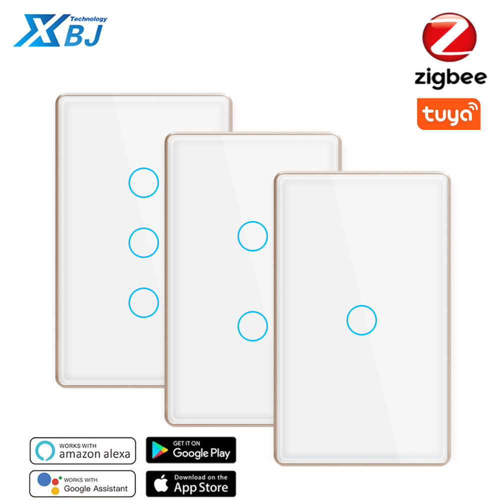 Custom Light Switch Control Tuya Us 2 Gang Smart Touch Switch Interruptor Wifi Wall Smart Switch For Smart Home With Zigbee