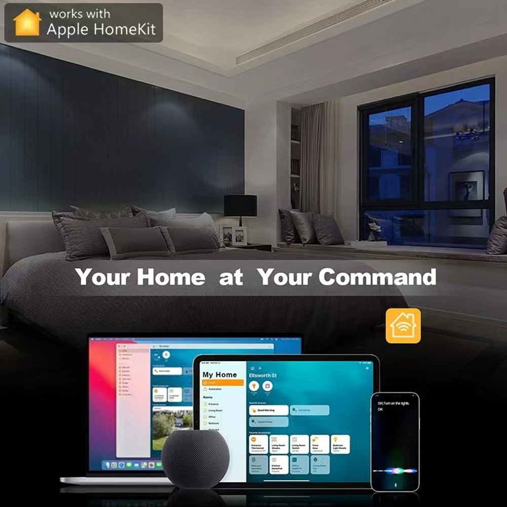 Apple Homekit WiFi EU Standard Smart Switch Neutral Needed Smart Home Light Switches 1/2/3 Gang 1 Way Siri voice control