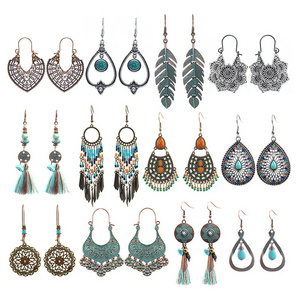 2022 New Arrivals Turkish Style Bronze Tassel Aesthetics Accessories Ladies Female Gift Big Large Hoop Floral Pendant Earrings