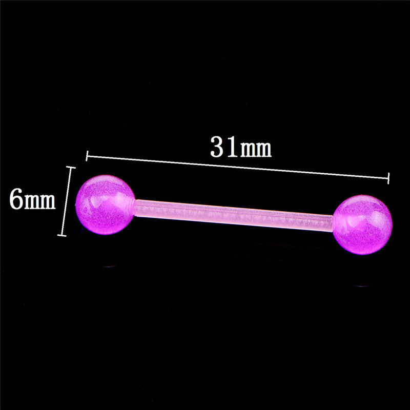 VRIUA Luminous Flexible UV Silicone Tongue Nipple Bar Ring Barbell Piercing Body Jewelry Tongue Piercing Rings Barbell Hot