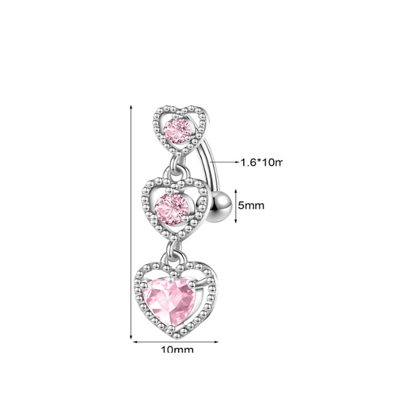 NUORO Shiny 14G Pink Crystal Butterfly Crescent Rabbit Curved Banana Body Navel Piercing Bear Heart Dangle Belly Button Rings