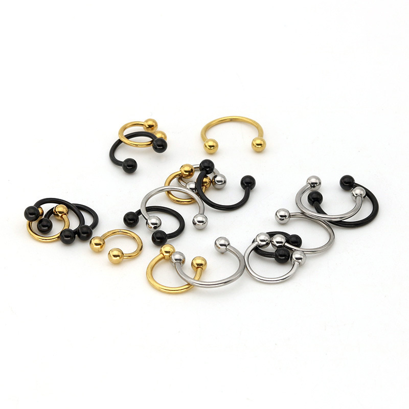 NUORO 6/8/10mm 16G Circular Barbell Balls Horseshoe Piercing Nipple Lobe Nose Septum Ring Stainless Steel Nose Ring