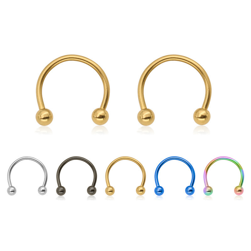 NUORO 6/8/10mm 16G Circular Barbell Balls Horseshoe Piercing Nipple Lobe Nose Septum Ring Stainless Steel Nose Ring