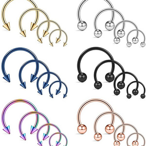 NUORO 6/8/10mm 16G Circular Barbell Balls Horseshoe Piercing Nipple Lobe Nose Septum Ring Stainless Steel Nose Ring