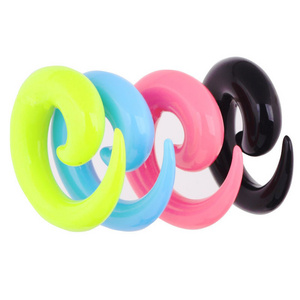 NUORO Acrylic Colorful Spiral Ear Stretcher Taper Big Size Piercing Ear Expander Steel Tunnel Plugs Body Piercing Jewelry