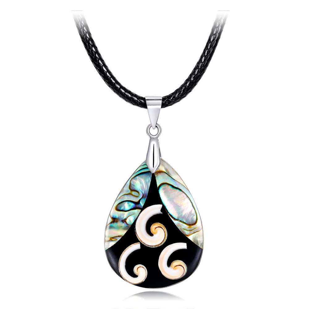 New Zealand Abalone MOP Shell Alloy Teardrop Pendant Bead Natural Gem Water Drop Paua Necklace Women Men Reiki Jewelry