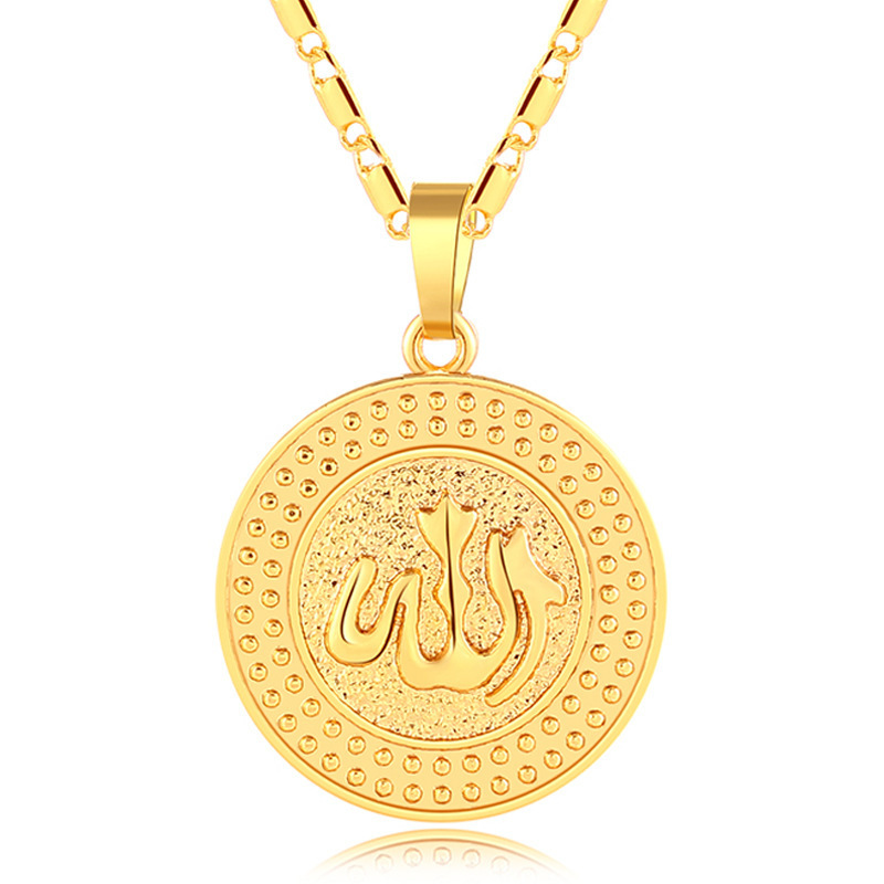 New arrival Round Middle East Muslim Allah pendant necklace for women men Gold Silver color Religious jewelry Accessories