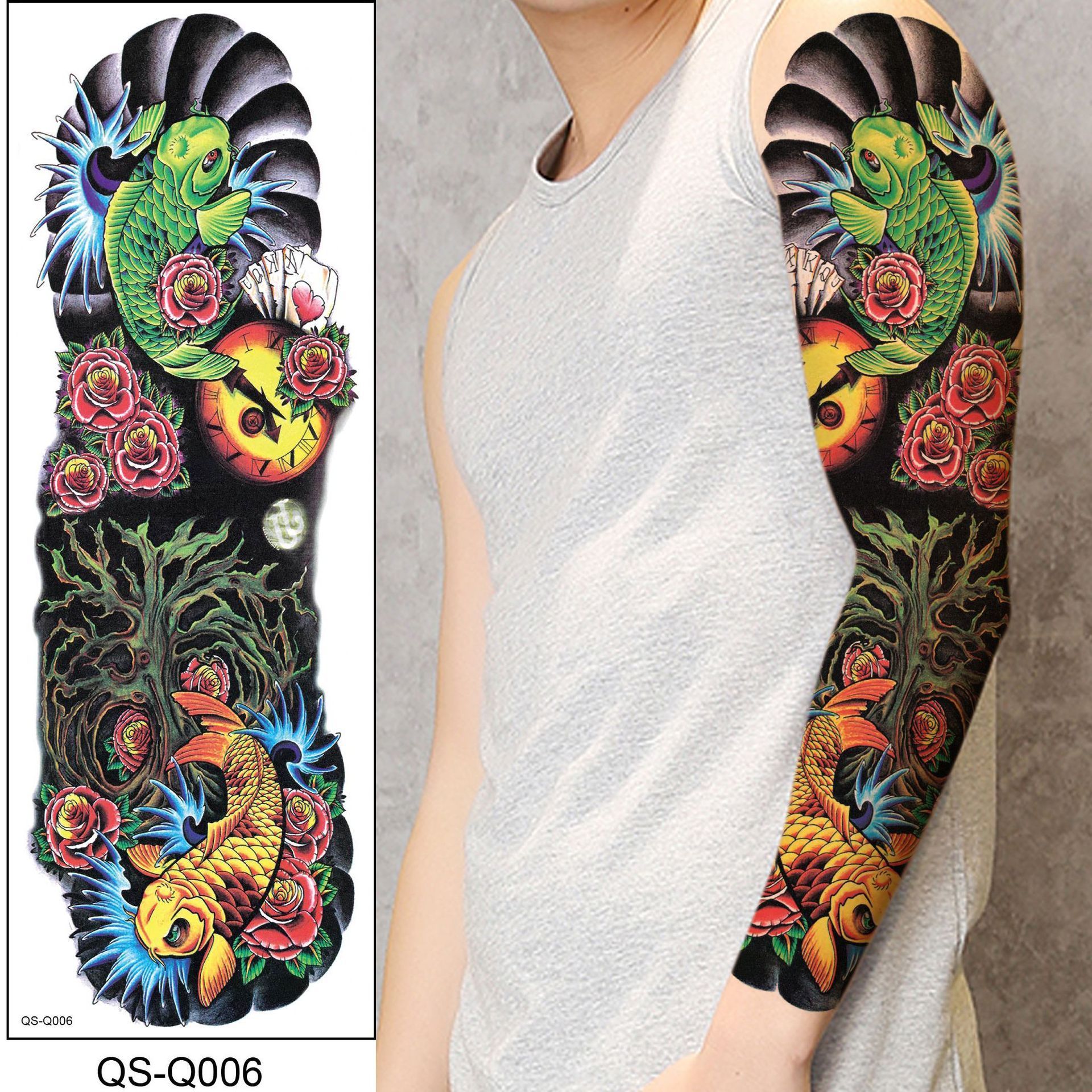 VRIUA 48cmx17cm Arm Sleeve Tattoo Sketch Angel Waterproof Temporary Crying Woman Tattoo Sticker Wild Men Full Bird Totem Tattoo