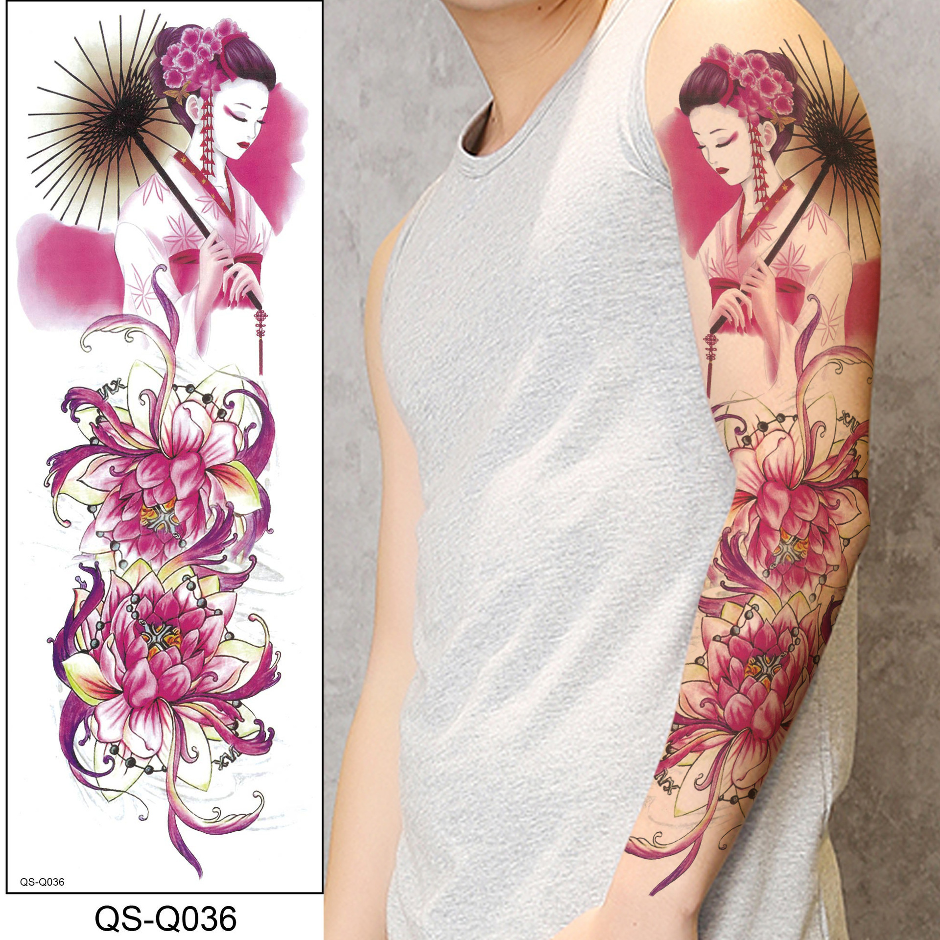 RTS Chinese Dragon Tattoo Water Transfer Waterproof Temporary Body Art Sticker for Woman Man Colorful Sleeve Arms Makeup Tattoo