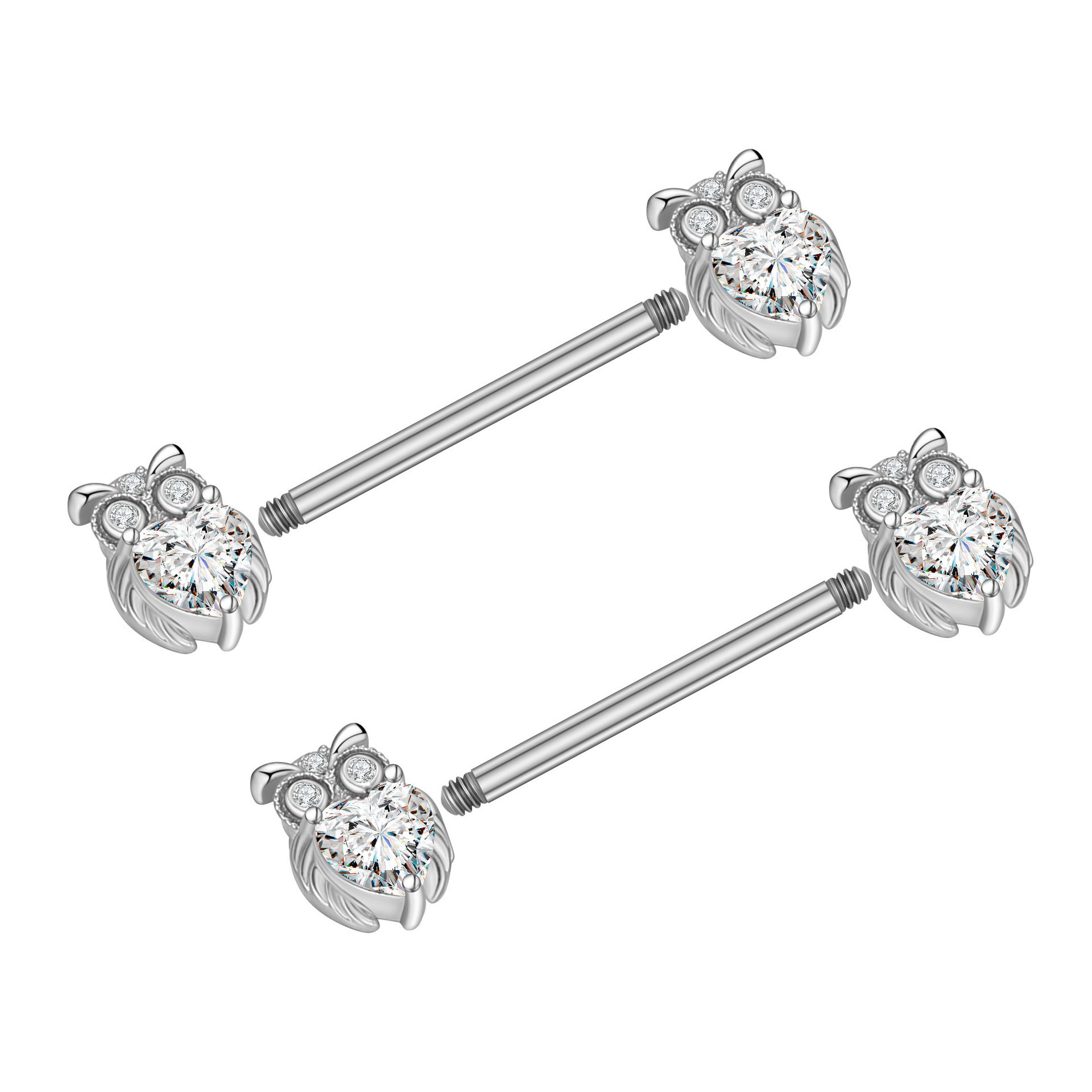 NUORO 1pair 14G Exquisite Barbell Nipple Ring Piercing Helix Sexy Nipple Jewelry 316L Zircon Nipple Piercing