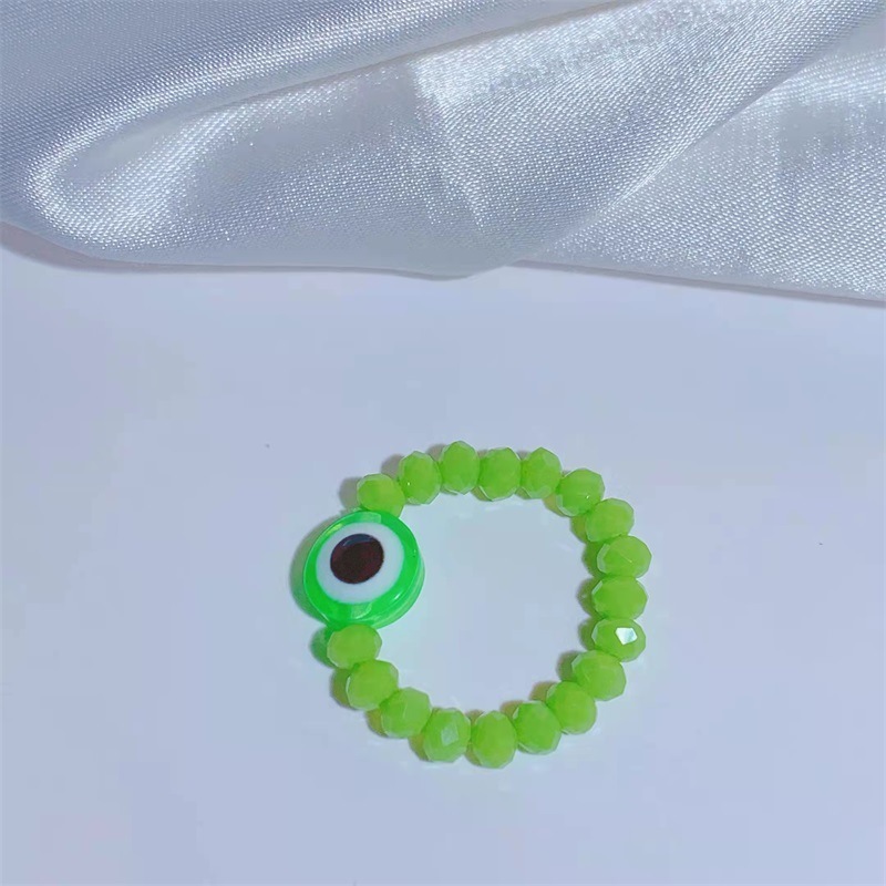 2022 Fashion Blue Eye Devil's Eye Resin Beads Ring Jewelry DIY Crystal Beads Elastic Turkish Evil Eye Ring