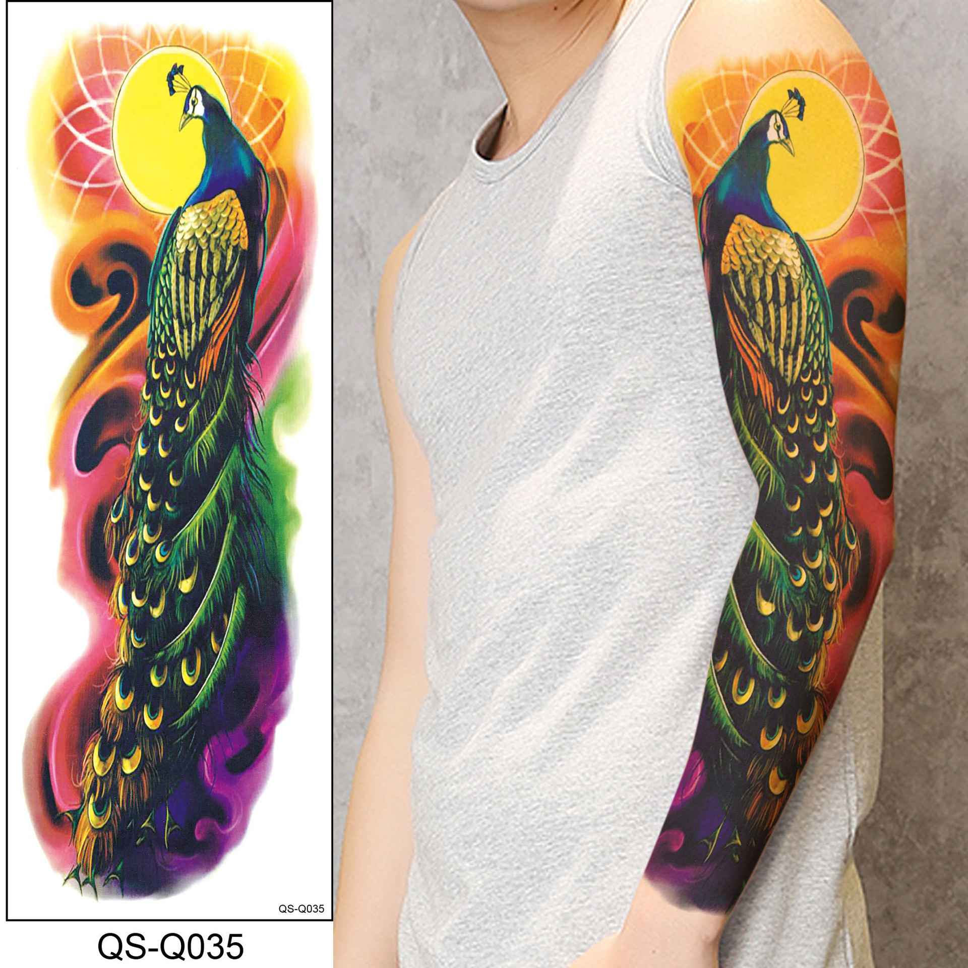 RTS Chinese Dragon Tattoo Water Transfer Waterproof Temporary Body Art Sticker for Woman Man Colorful Sleeve Arms Makeup Tattoo