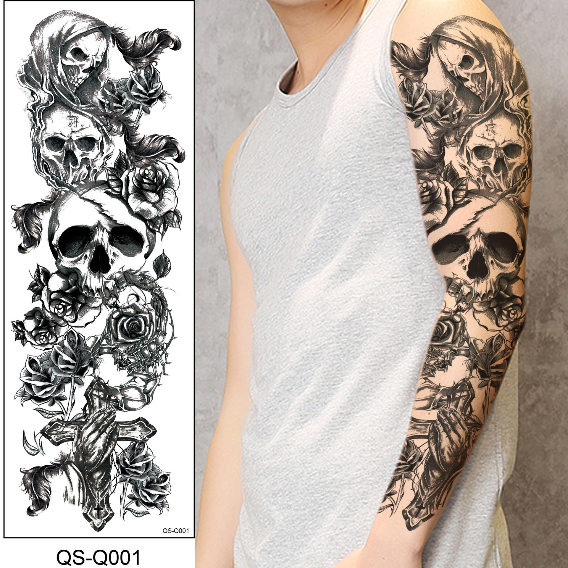 Large Arm Sleeve Tattoo Angel Wings Pigeon Jesus Waterproof Temporary Tattoo Sticker Holy Holiness Men Full Skull Totem Tattoo