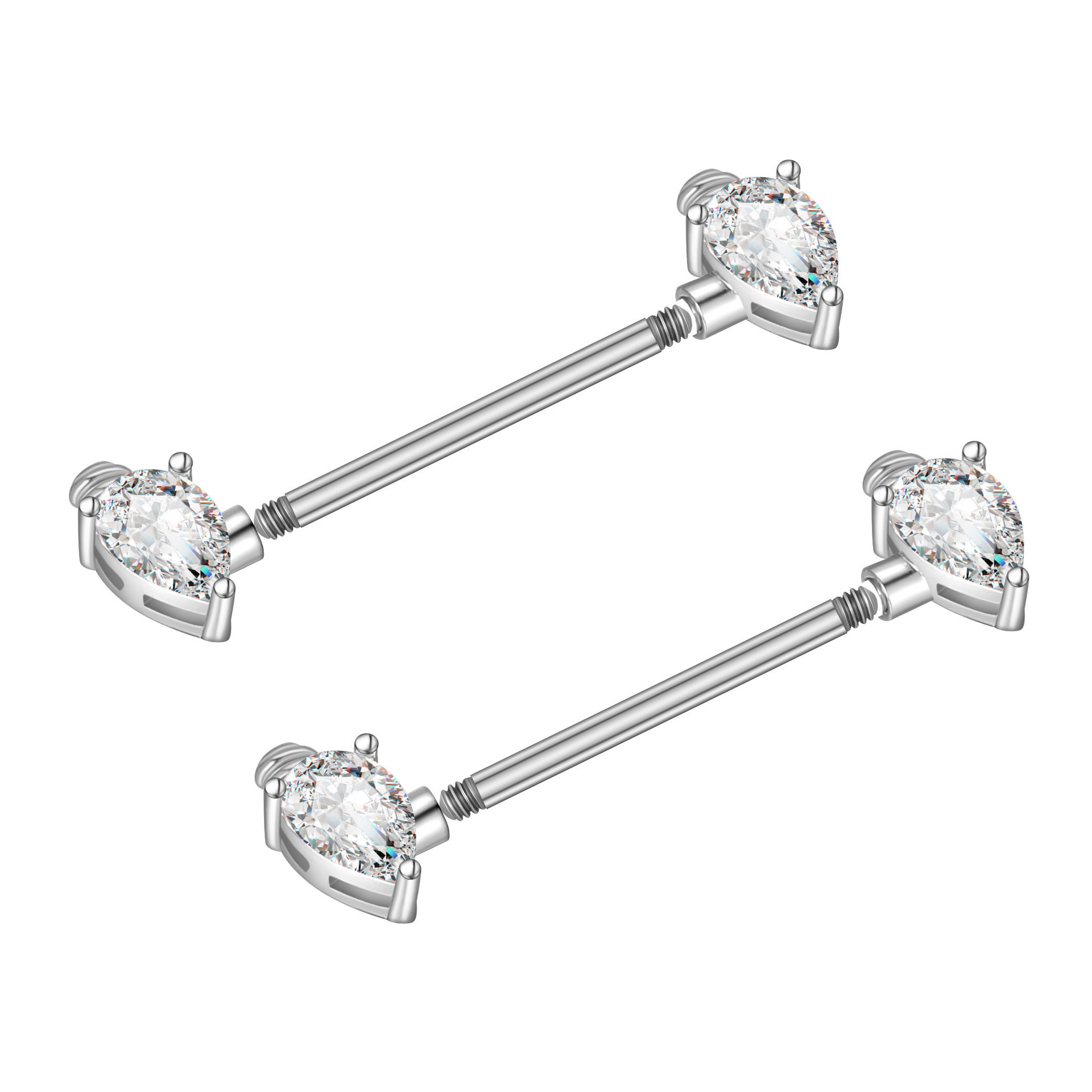 NUORO 1pair 14G Exquisite Barbell Nipple Ring Piercing Helix Sexy Nipple Jewelry 316L Zircon Nipple Piercing