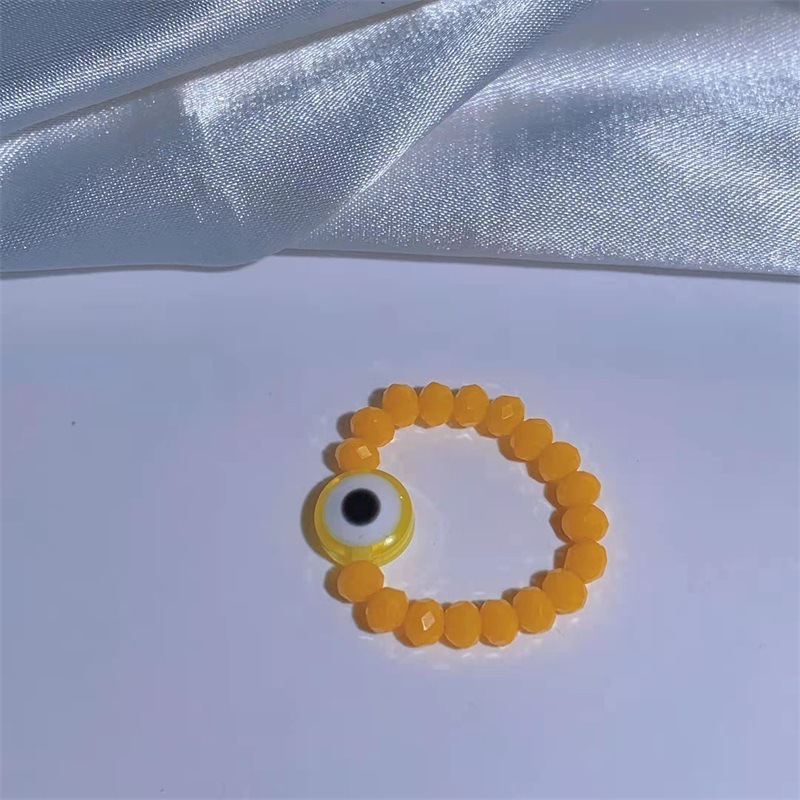 2022 Fashion Blue Eye Devil's Eye Resin Beads Ring Jewelry DIY Crystal Beads Elastic Turkish Evil Eye Ring