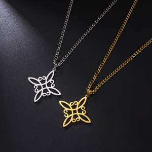 NUORO Good Luck Stainless Steel Celtic Knot Triquetra Pendant Necklace for Men Women Vintage Cross Celtic Knot Necklaces