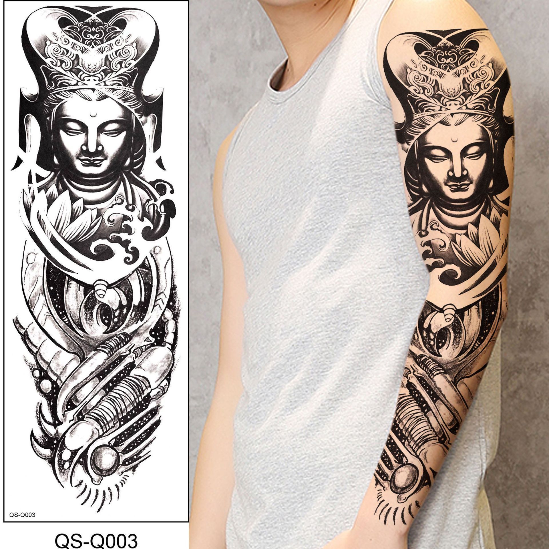 Large Arm Sleeve Tattoo Angel Wings Pigeon Jesus Waterproof Temporary Tattoo Sticker Holy Holiness Men Full Skull Totem Tattoo