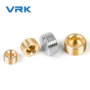 1/8" 1/4" 3/8 " 1/2 "3/4 " 1 inch BSPT pipe brass block head threaded male pipe plug socket pneumatic internal hex pipe plug