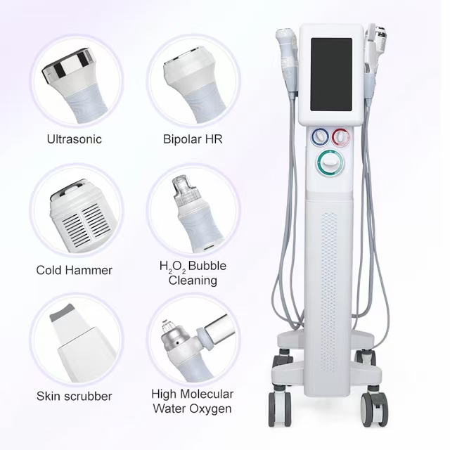 Newest Led Face Light Therapy Vacuum Blackhead Remover Aqua Hydrodermabrasion Skin Scrubber Facial Peel Cleansing Machine