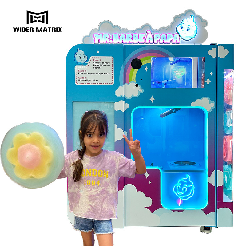 Best Selling Professional Fully Automatic Cotton Candy Machine Factory Vending Machine with Coin and Credit Card Payment System