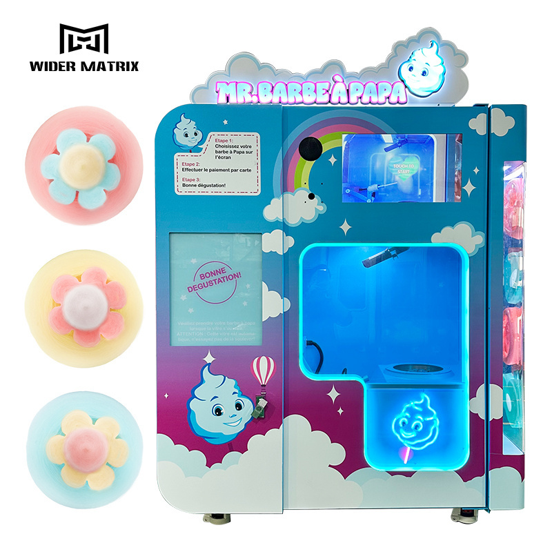 High quality Cotton Candy Fairy Floss Machine Customized Cash Card Payment Automatic Candy Floss Vending Machine