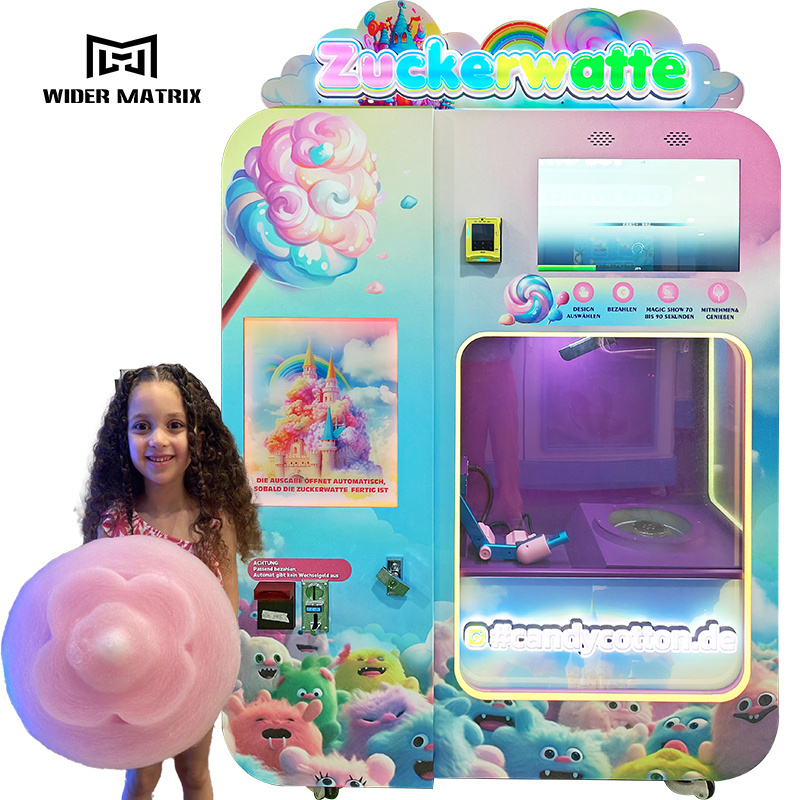 High quality Cotton Candy Fairy Floss Machine Customized Cash Card Payment Automatic Candy Floss Vending Machine