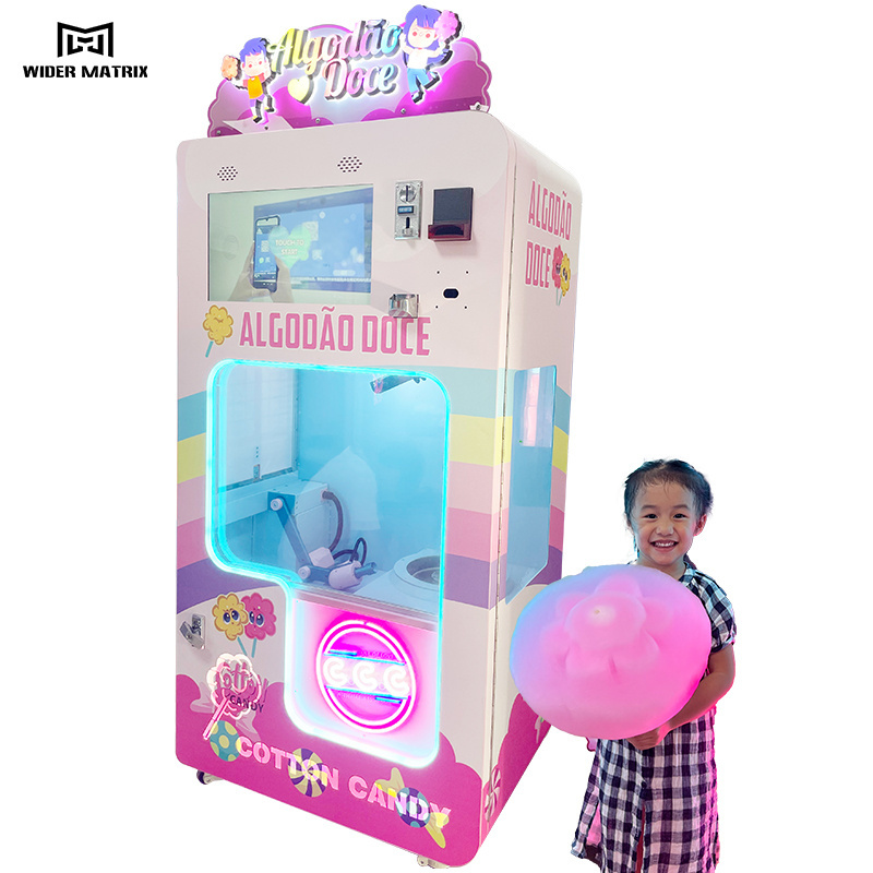 Best Selling Professional Fully Automatic Cotton Candy Machine Factory Vending Machine with Coin and Credit Card Payment System