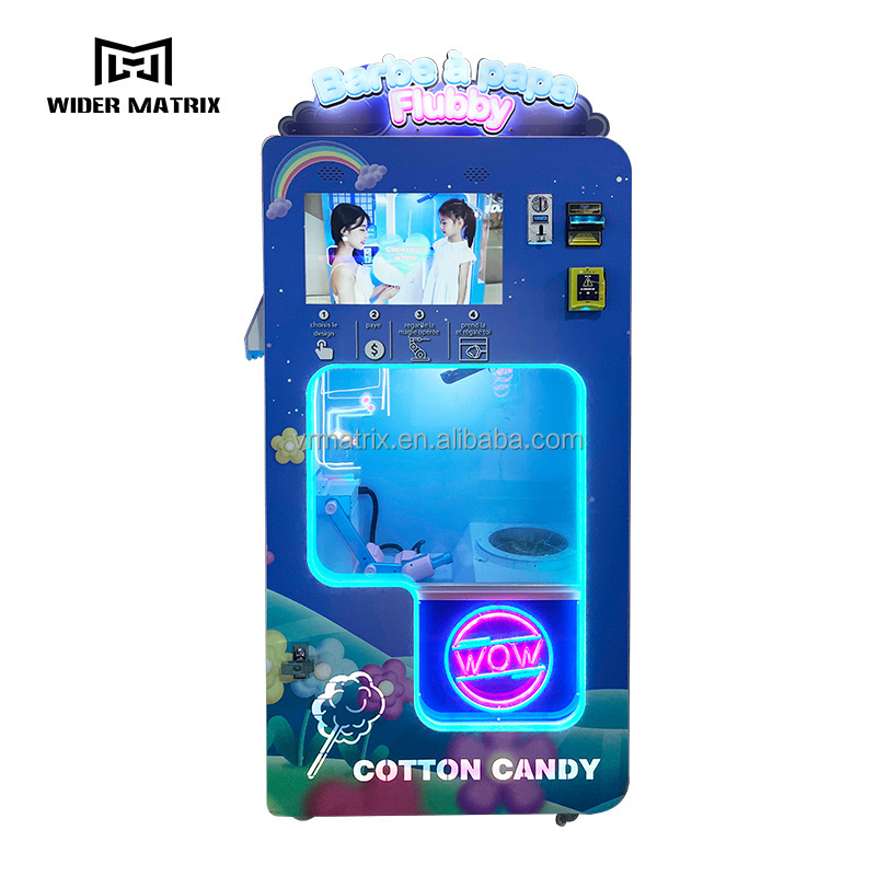 New-Design Full Automatic Candy Flower Floss Vending Machine with 21.5 Inches Touch Screen Coin and Credit Card Payment System