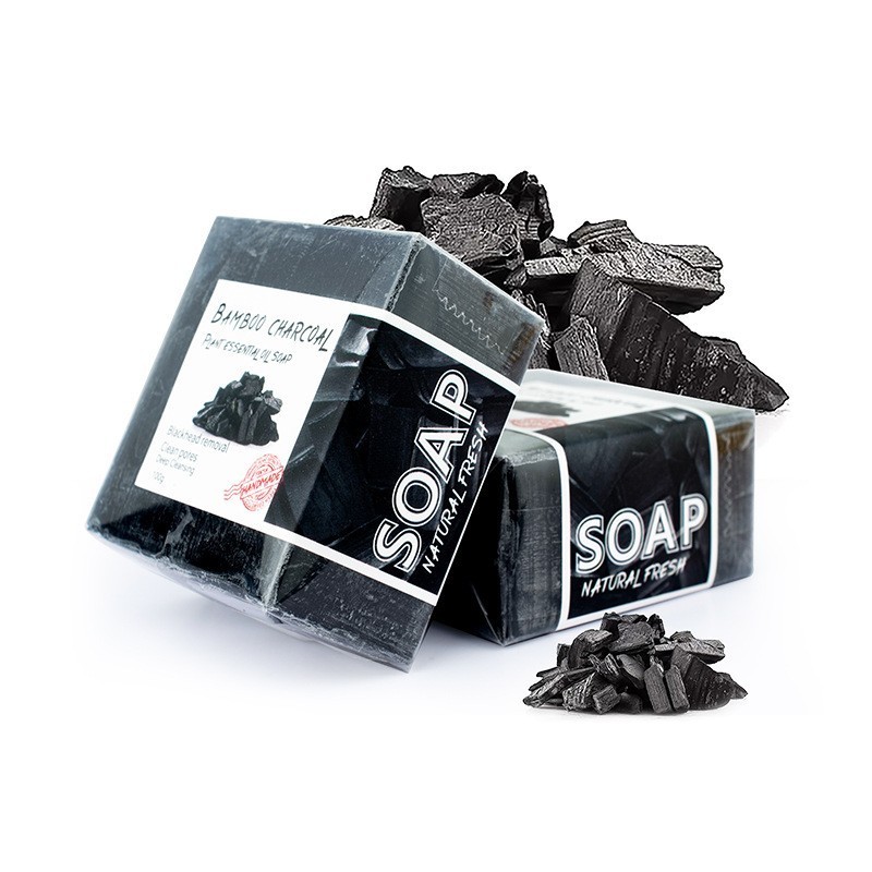 Private Label Handmade Organic Bar Soap Anti Pimple Whitening Deep Cleaning Bamboo Charcoal Soap