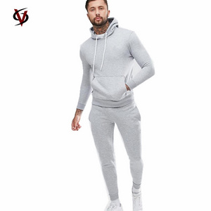 Slim Fit Custom Sport Wear Blank Mens Jogger Suit Muscle Fit 100% Cotton French Terry Tracksuits in Grey