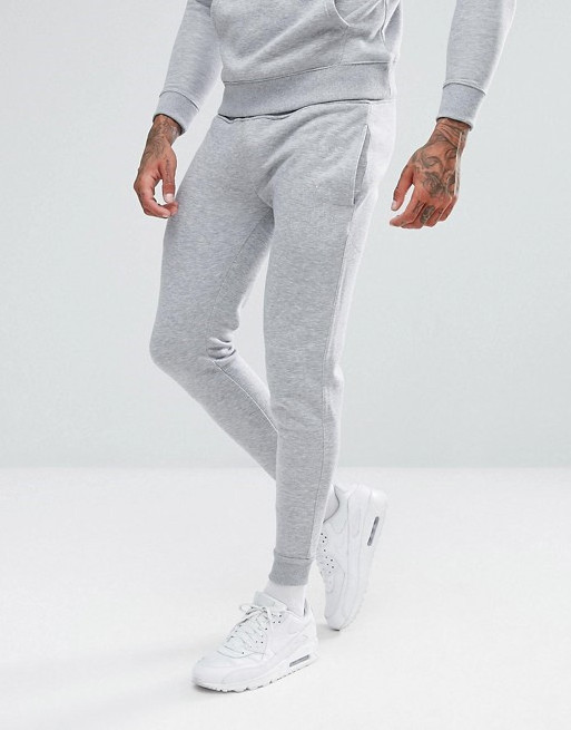 Slim Fit Custom Sport Wear Blank Mens Jogger Suit Muscle Fit 100% Cotton French Terry Tracksuits in Grey