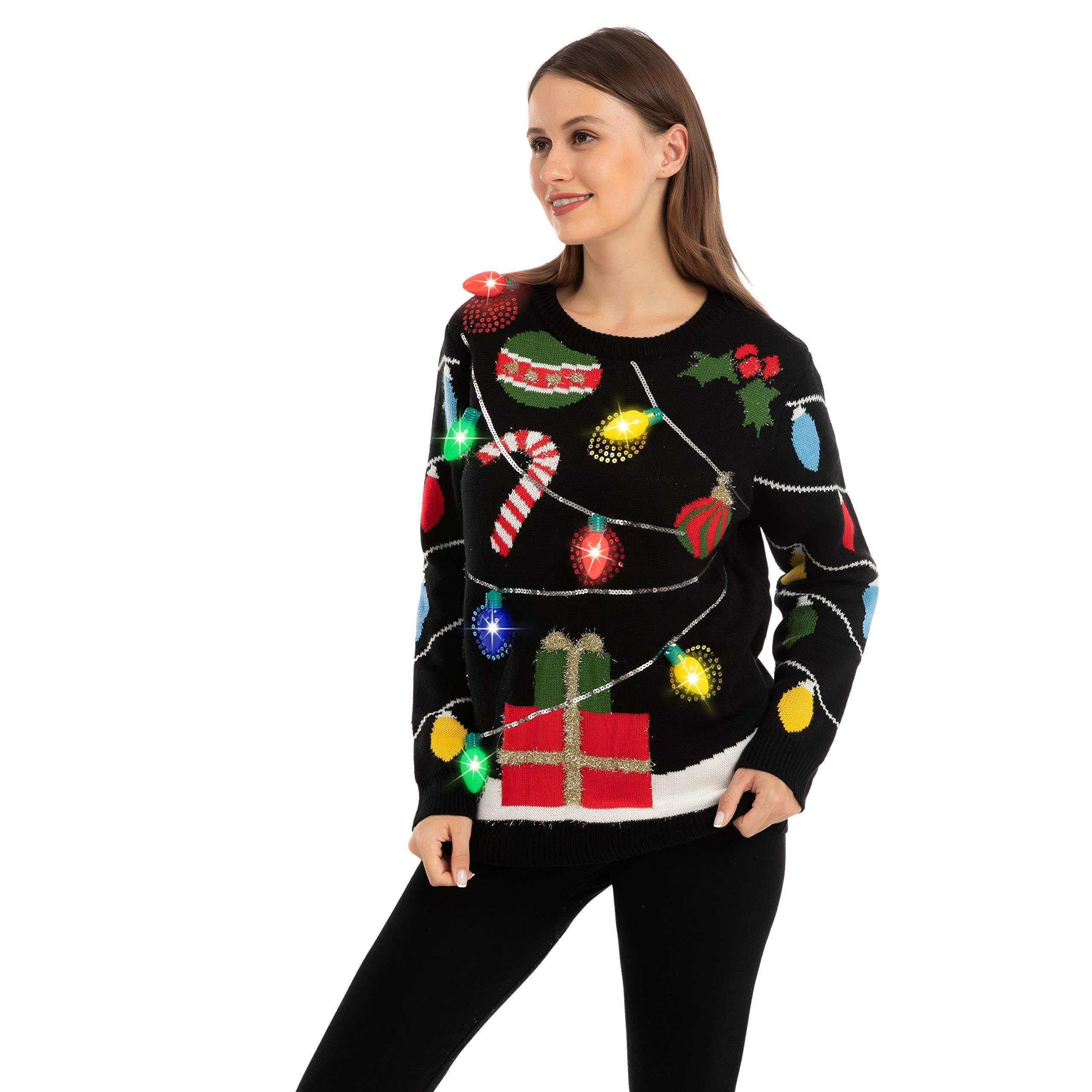 Holiday fun Light bulb surround Knitted Pullover Soft Jacquard women sweaters fashionable