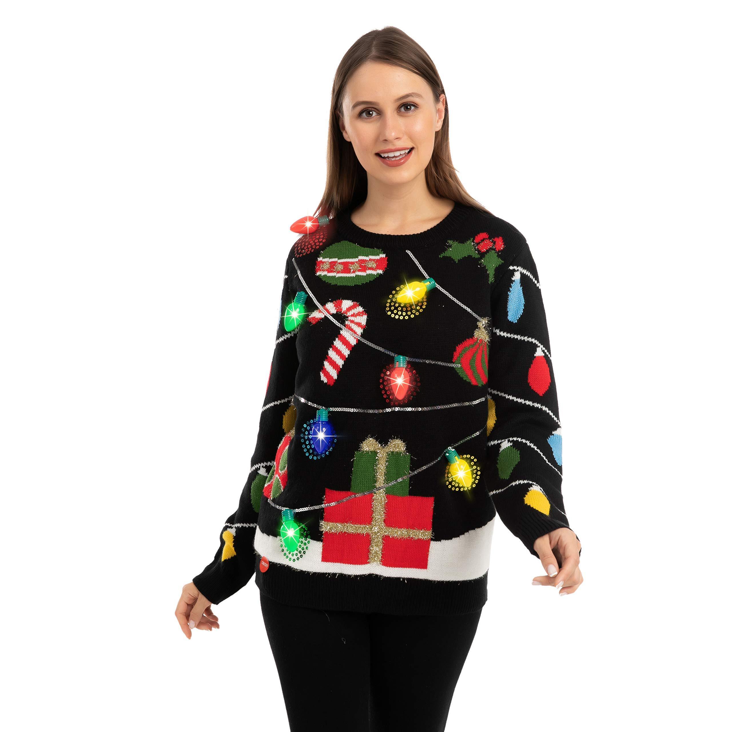 Holiday fun Light bulb surround Knitted Pullover Soft Jacquard women sweaters fashionable