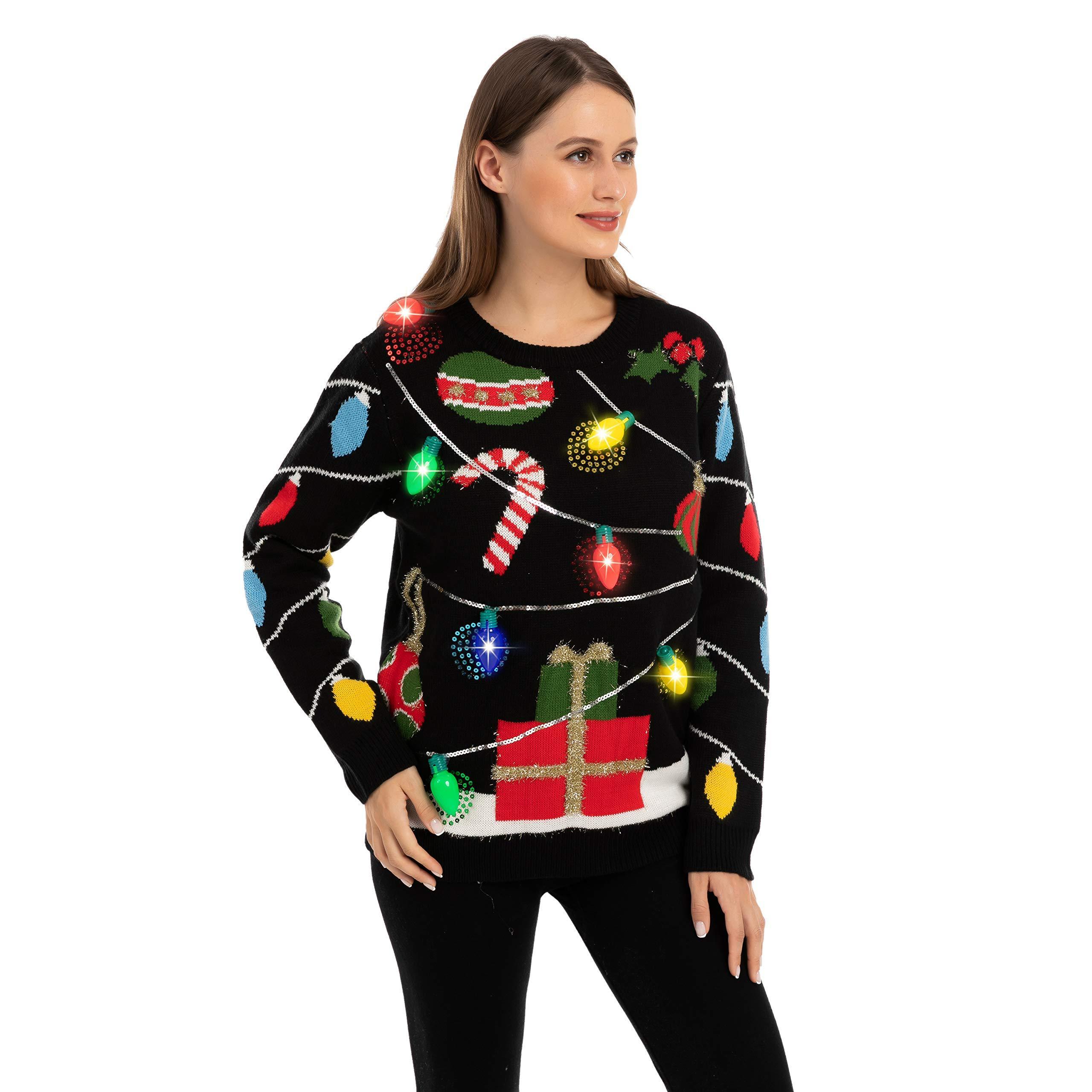 Holiday fun Light bulb surround Knitted Pullover Soft Jacquard women sweaters fashionable