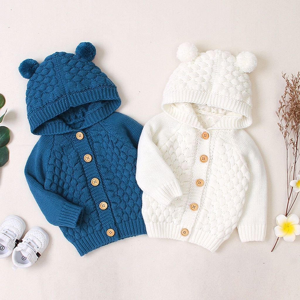 VSCOO 2023 design Wholesale soft custom baby clothes sets chunky crochet unisex boy girl cardigan knit organic cotton sweater