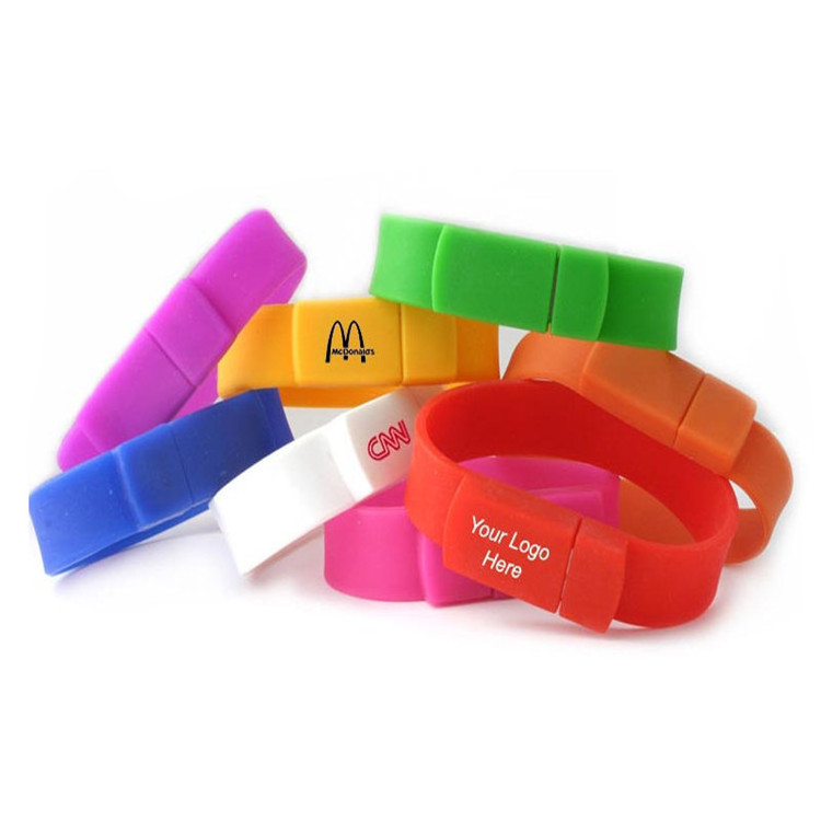 Silicone Wristband USB Bracelet Flash Drive 1GB-64GB Bracelet USB Flash Drive with Custom Logo for promotional Gifts